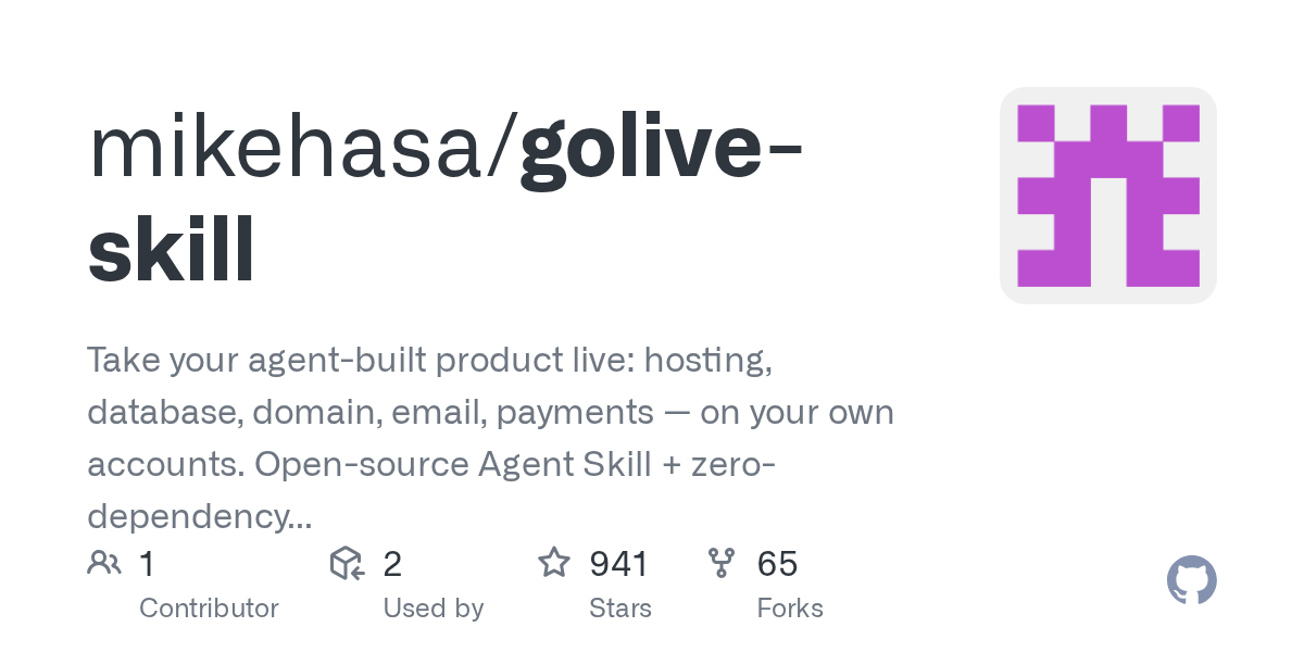 GoLive skill deploys agent apps to real infrastructure