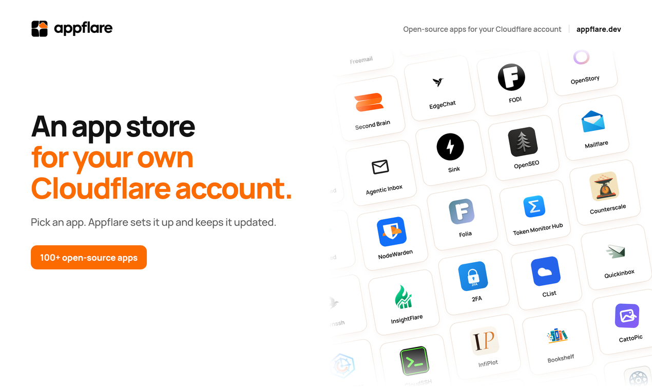 Appflare manages open source apps in your Cloudflare account