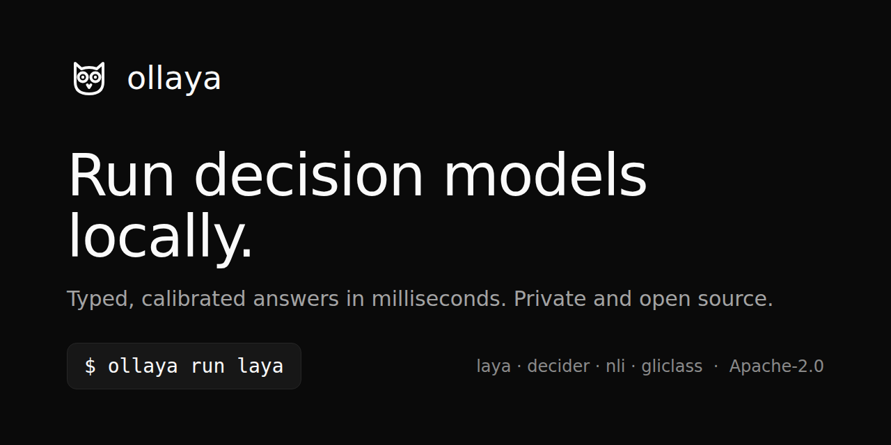 Ollaya runs open decision models locally via a Jev-compatible API